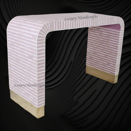 Waterfall Bone Inlay Console Table Pink