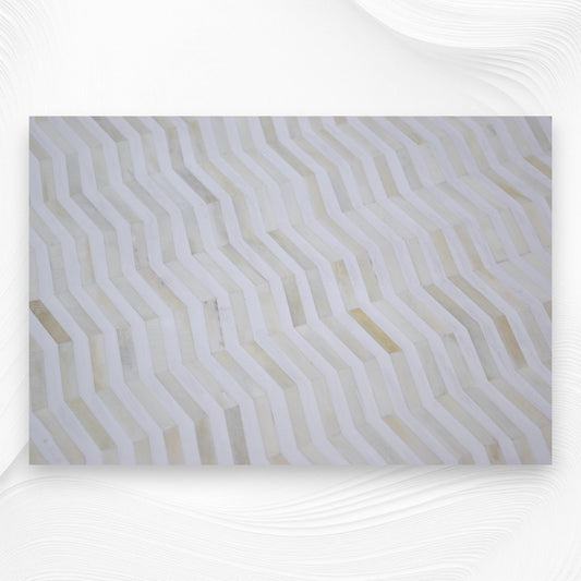 Bone Inlay Chevron Top Center Table Polished Base