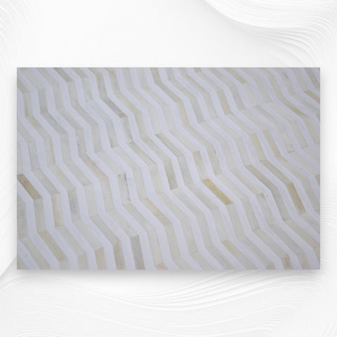 Bone Inlay Chevron Top Center Table Polished Base