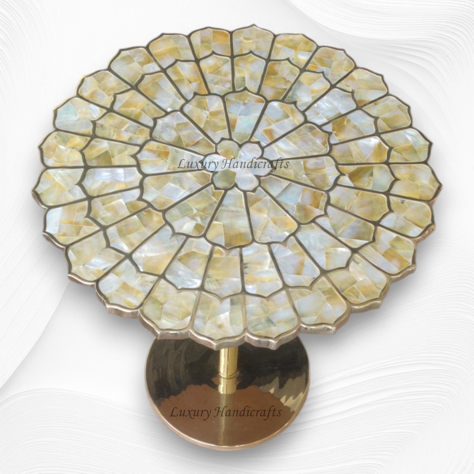 Yellow MOP Marigold Brass Accent Table 5