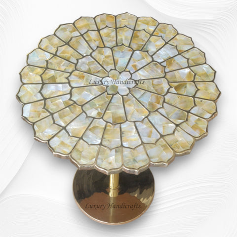 Yellow MOP Marigold Brass Accent Table 5