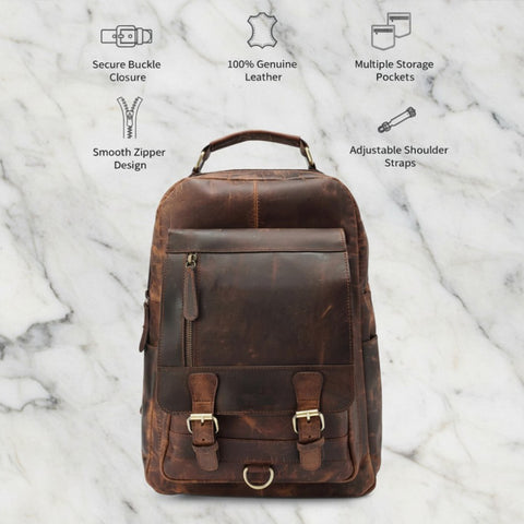 Agrippa Full Grain Leather Backpack Unisex