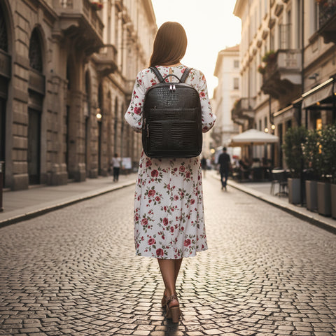 Amor Genuine Leather Croc Backpack