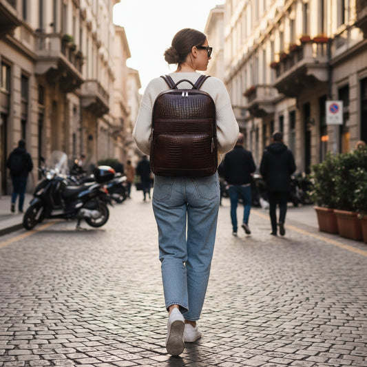 Amor Genuine Leather Croc Backpack