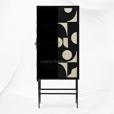 Arya Bone Inlay Bar Cabinet Black