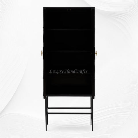 Arya Bone Inlay Bar Cabinet Black