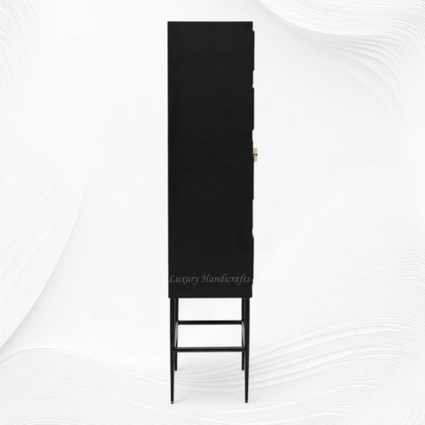 Arya Bone Inlay Bar Cabinet Black