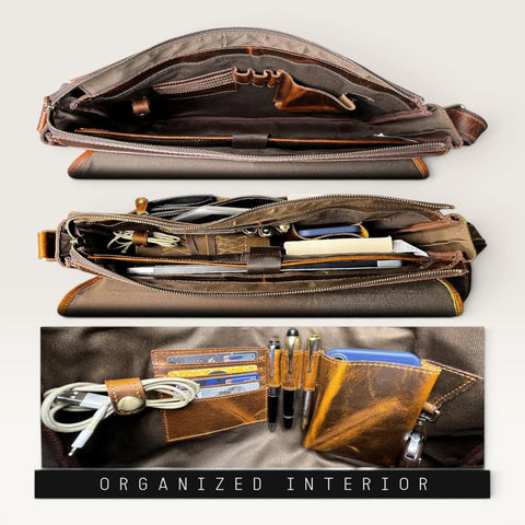 Atlas Genuine Leather Laptop Bag Brown