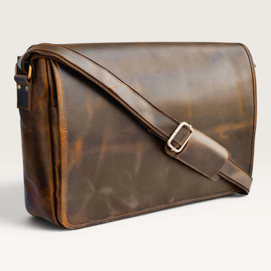 Atlas Genuine Leather Laptop Bag Brown