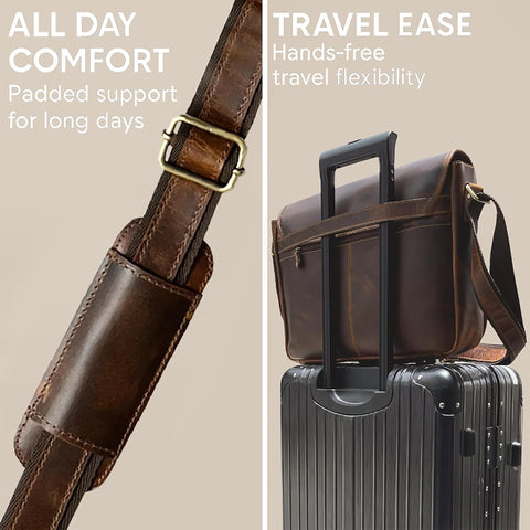 Atlas Genuine Leather Laptop Bag Brown