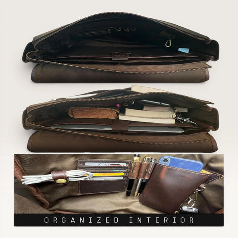 Atlas Genuine Leather Laptop Bag Mulberry