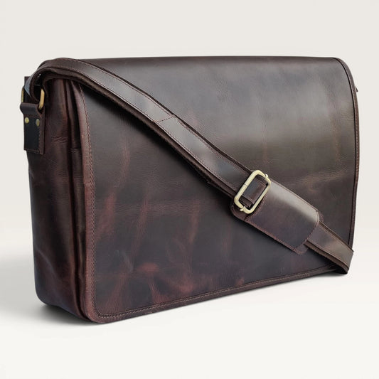 Atlas Genuine Leather Laptop Bag Mulberry