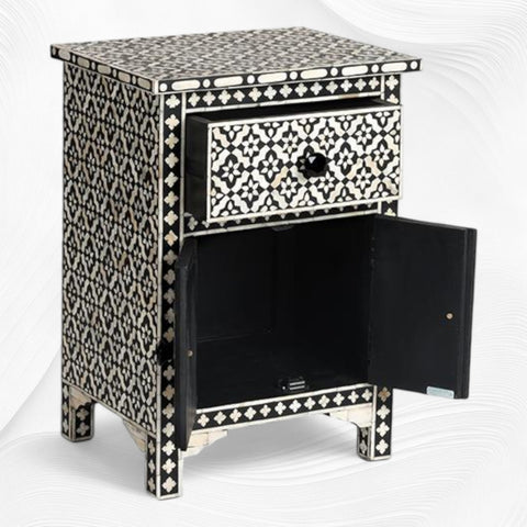 Black Arctic Bone Inlay Bedside