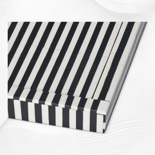 Black Colored Bone Inlay Stripe Tray