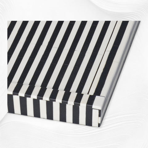 Black Colored Bone Inlay Stripe Tray