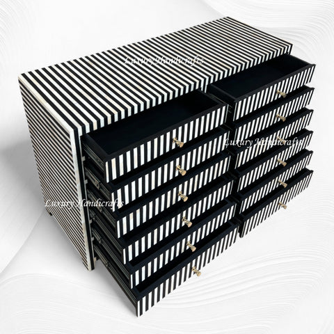 Black Stripe Bone Inlay Jewelry Dresser