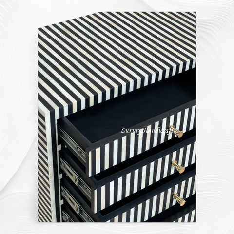 Black Stripe Bone Inlay Jewelry Dresser