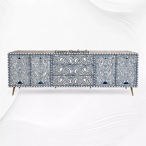 Blue Ella Colored Bone Inlay Media Cabinet