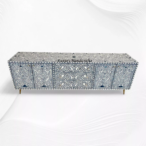 Blue Ella Colored Bone Inlay Media Cabinet