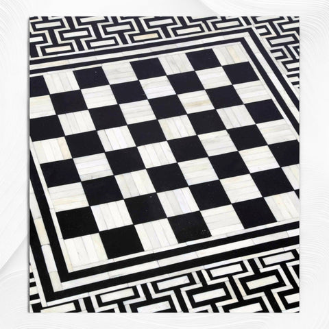 Bone Inlay Chess Coffee Table Black