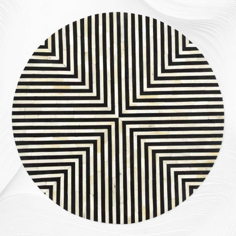 Bone Inlay Coffee Table Diamond Stripe Black
