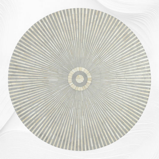 Bone Inlay Center Table Stripe Design Grey