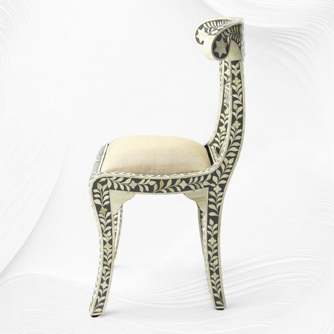 Bone Inlay Floral Chair Grey