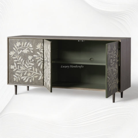 Bone Flower Media Console Dusk Finish
