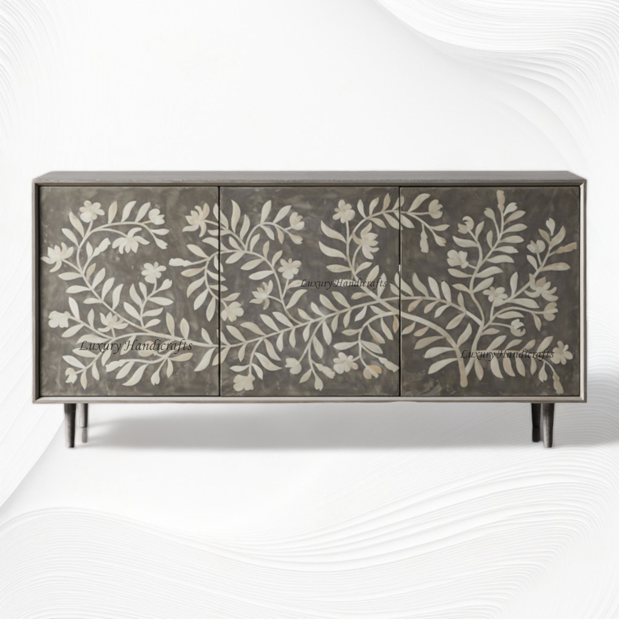 Bone Flower Media Console Dusk Finish