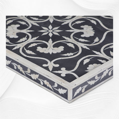 Bone Inlay Flower Tray Black
