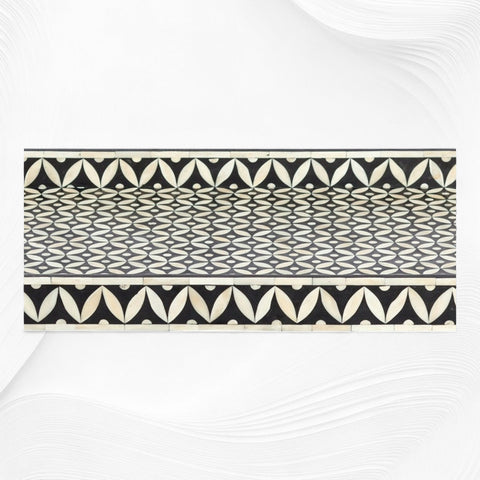 Bone Inlay Geometric Tray Coffee Table Black