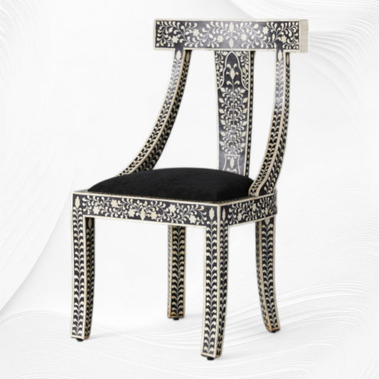 Bone Inlay Moroccan Chair Black
