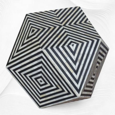 Bone Inlay Octagonal Stool Black