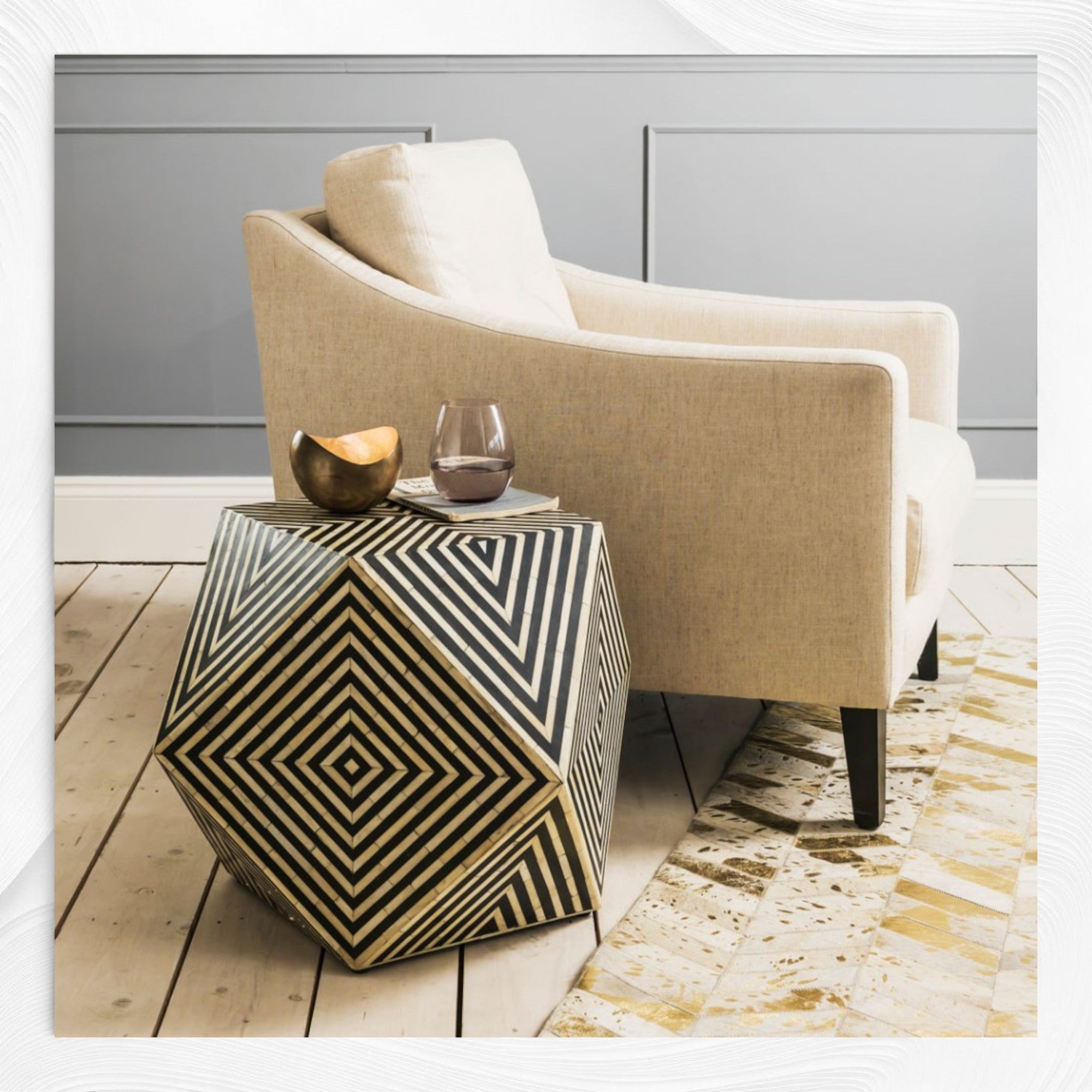 Octagonal Stool Bone Inlay Octagonal Stool Black – Luxury Handicrafts