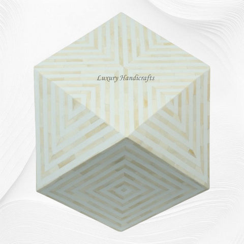 Bone Inlay Octagonal Stool White
