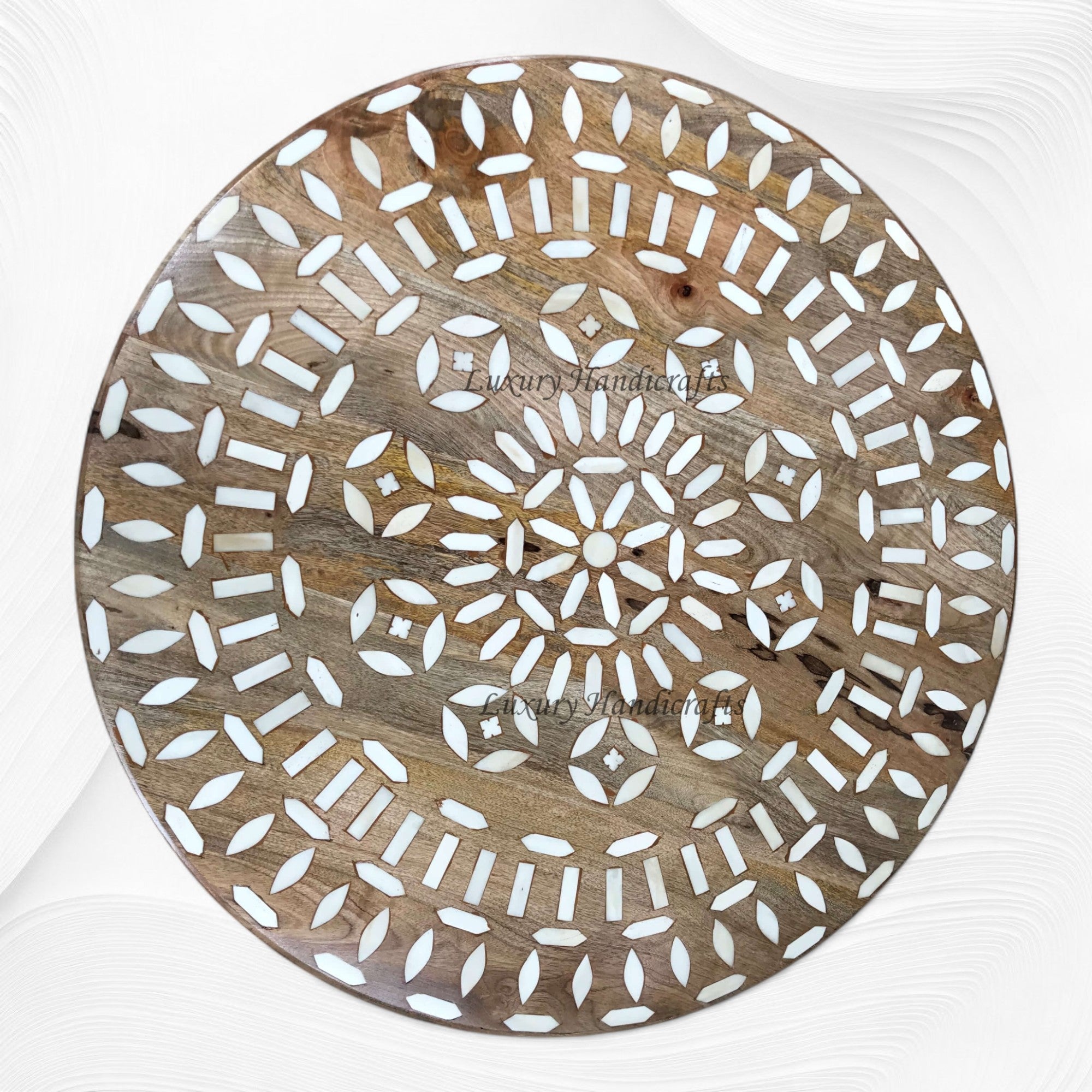 Bone Inlay Circular Table Bone Inlay Round Dining Table Natural – Luxury Handicrafts