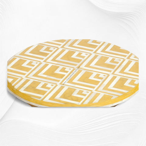 Bone Inlay Side Table V Design Yellow