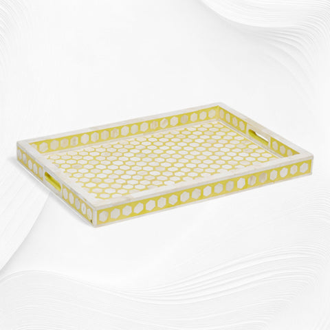 Bone Inlay Tray Inverse Hexagon Yellow