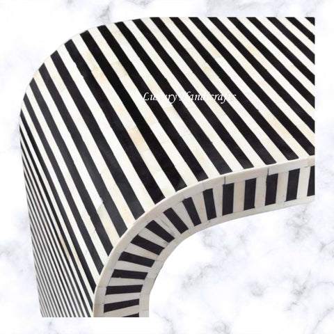 Waterfall Bone Inlay Coffee Table Black