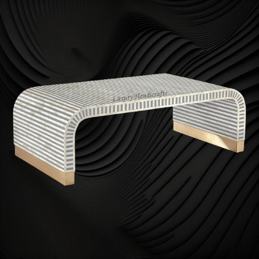 Waterfall Bone Inlay Coffee Table Grey
