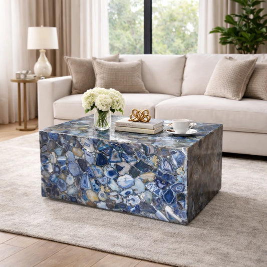 Blue Agate Geode Coffee Table With Led Light