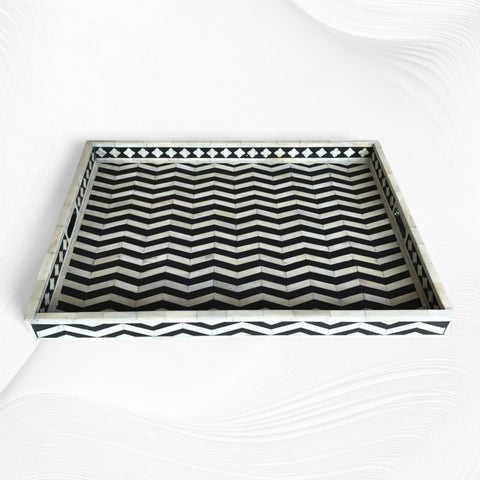 Chevron Bone Inlay Tray Black