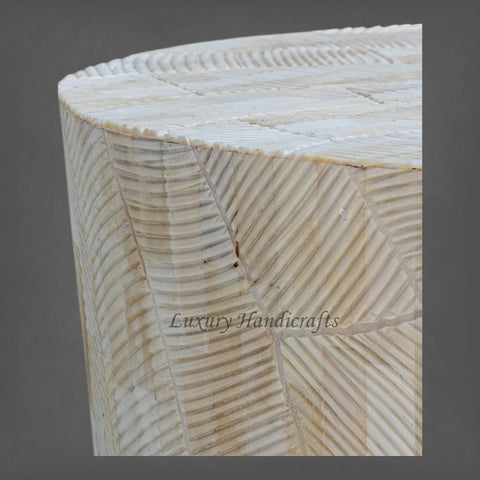 Chiseled Bone Inlay Bucket Side Table