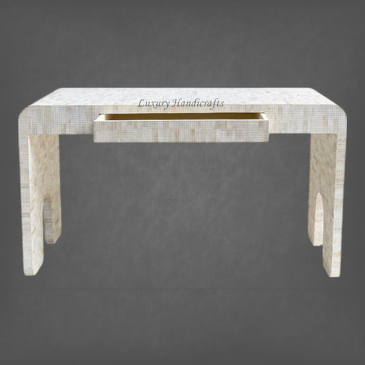 Chiseled Bone Inlay Console Table