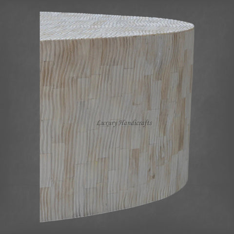 Chiseled Bone Inlay Oval Coffee Table