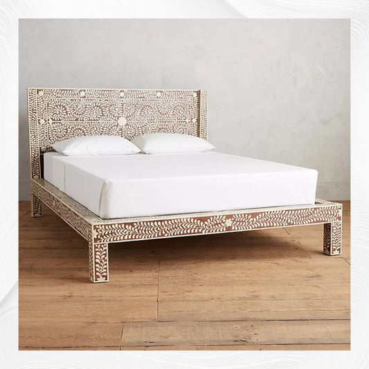 Cozy Bone Inlay Bed Brown