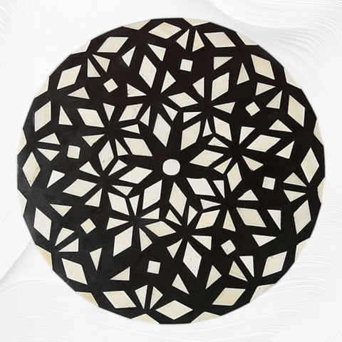 Diamond Bone Inlay Round End Table Black