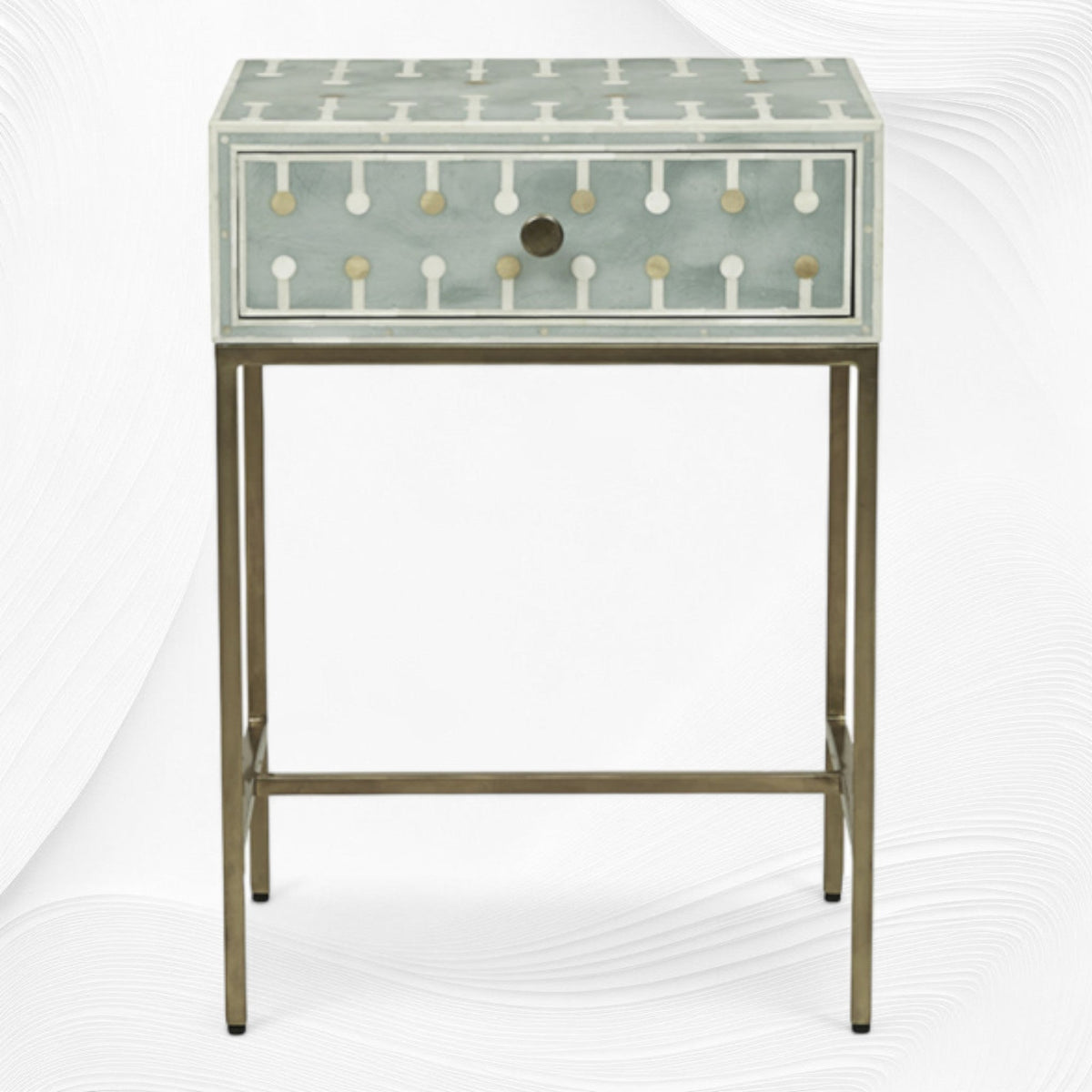 Dot Bone Inlay Nightstand Green