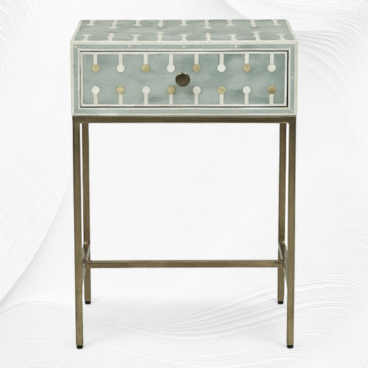 Dot Bone Inlay Nightstand Green