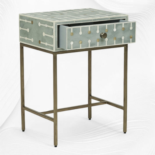 Dot Bone Inlay Nightstand Green